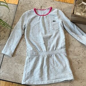 Lacoste Girls Heather Gray Dress with Pink Accents